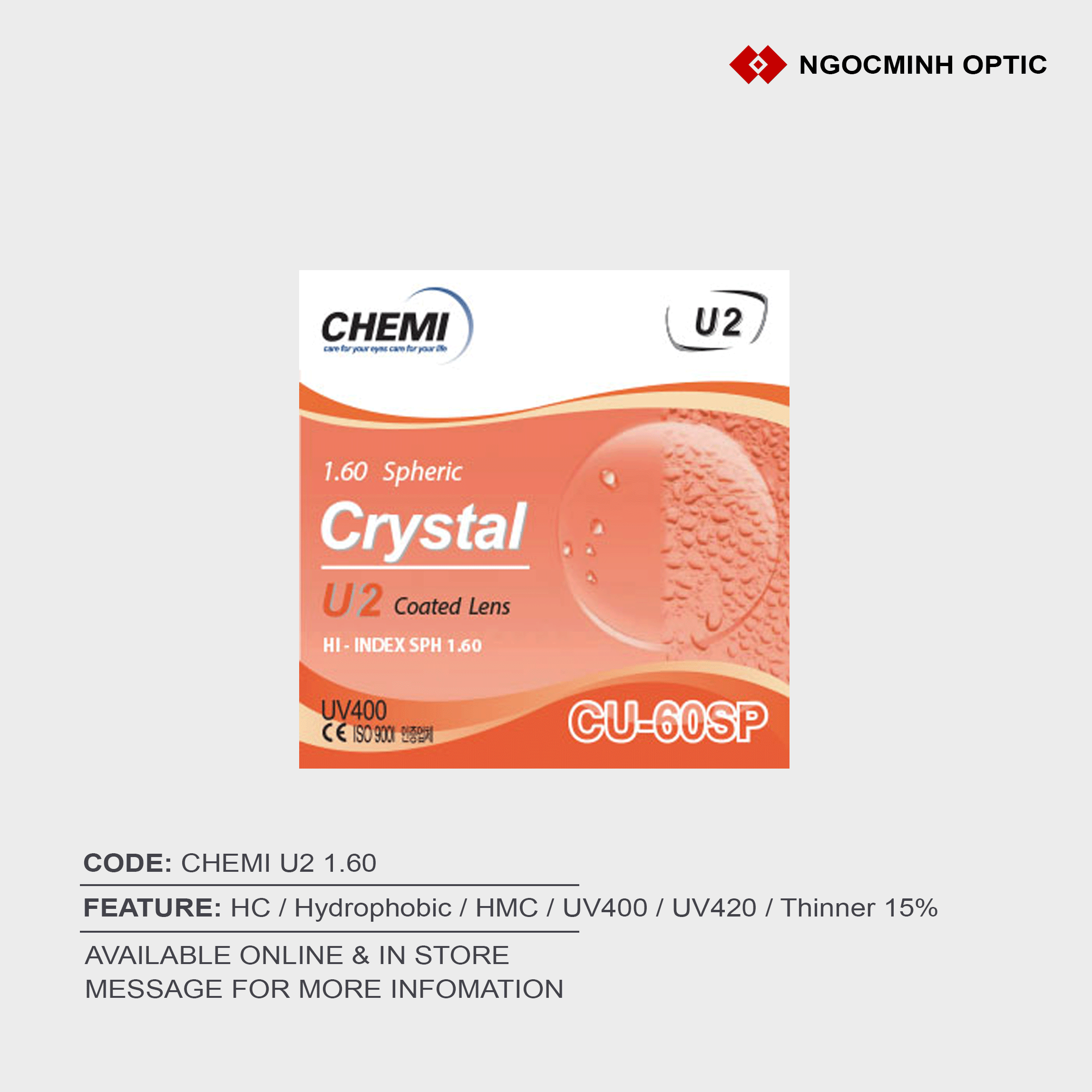 Mắt kính Chemi U2 1.60