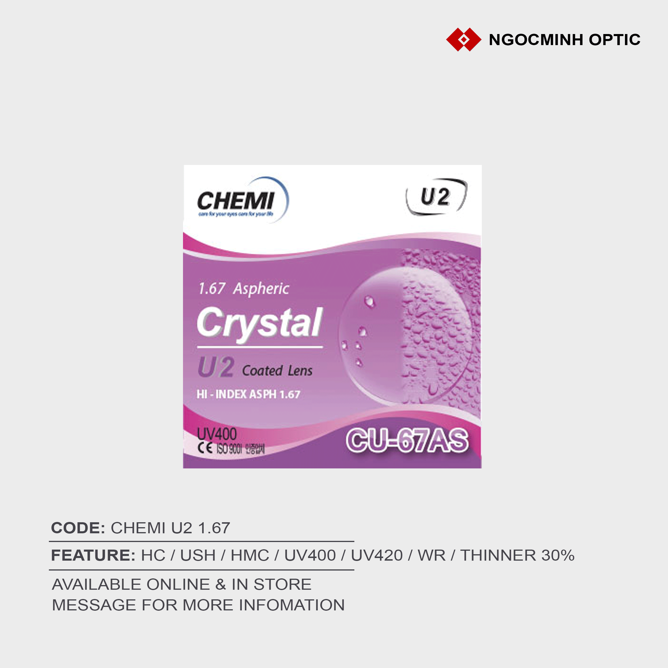Mắt kính Chemi U2 1.67